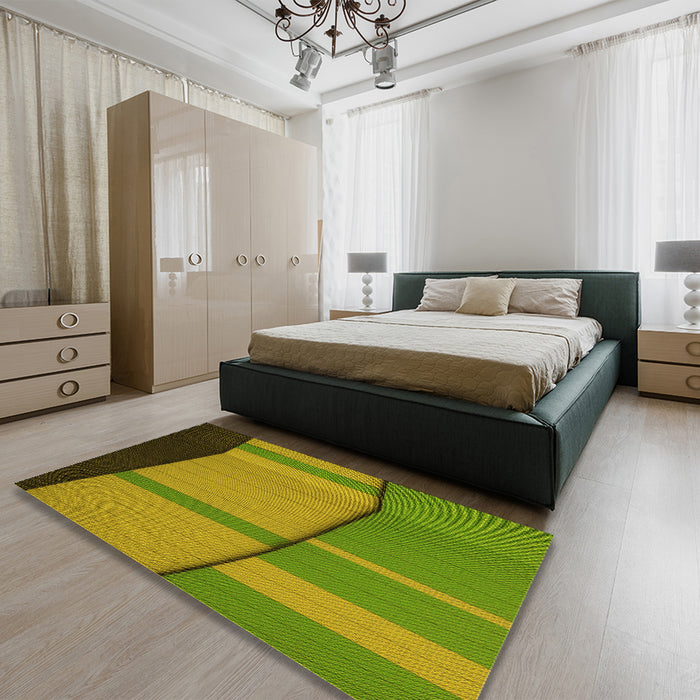 Patterned Pistachio Green Rug in a Bedroom, pat1032yw
