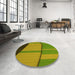 Round Patterned Pistachio Green Rug in a Office, pat1032yw