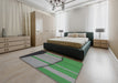 Patterned Green Novelty Rug in a Bedroom, pat1032