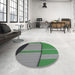 Round Patterned Green Novelty Rug in a Office, pat1032