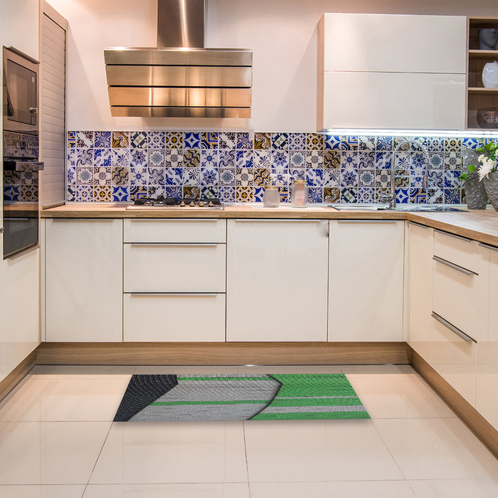 Patterned Green Novelty Rug in a Kitchen, pat1032