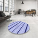 Round Patterned Periwinkle Purple Rug in a Office, pat1033blu