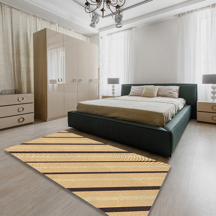 Round Machine Washable Transitional Light Brown Rug in a Office, wshpat1033brn