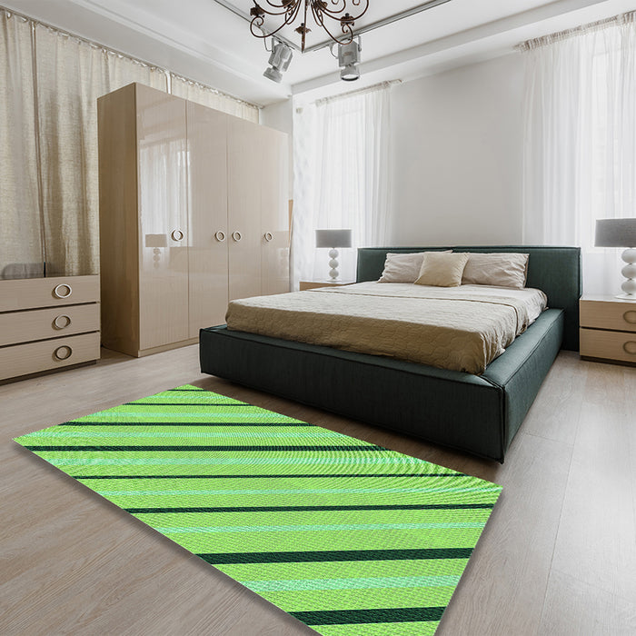 Patterned Emerald Green Rug in a Bedroom, pat1033grn