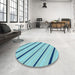 Round Patterned Blue Ivy Blue Rug in a Office, pat1033lblu