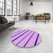 Round Patterned Pastel Purple Pink Rug in a Office, pat1033pur