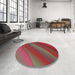 Round Patterned Red Rug in a Office, pat1034brn