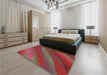 Patterned Red Rug in a Bedroom, pat1034brn