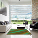 Square Patterned Green Rug in a Living Room, pat1034grn