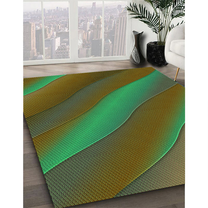 Machine Washable Transitional Green Rug in a Family Room, wshpat1034grn