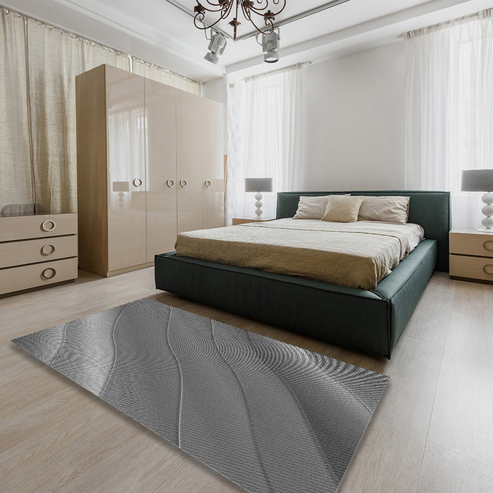 Patterned Gray Rug in a Bedroom, pat1034gry