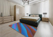 Patterned Blue Rug in a Bedroom, pat1034lblu