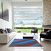 Square Patterned Blue Rug in a Living Room, pat1034lblu