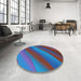 Round Patterned Blue Rug in a Office, pat1034lblu