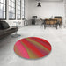 Round Patterned Red Rug in a Office, pat1034org