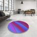 Round Patterned Purple Rug in a Office, pat1034pur