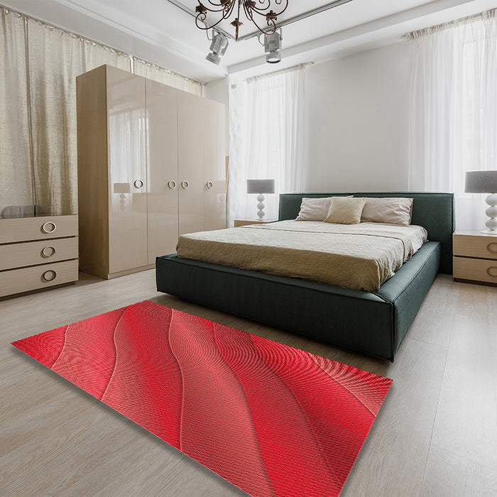 Patterned Red Rug in a Bedroom, pat1034rd