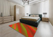 Patterned Red Rug in a Bedroom, pat1034yw