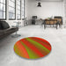 Round Patterned Red Rug in a Office, pat1034yw