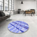 Round Patterned Pastel Blue Rug in a Office, pat1035blu