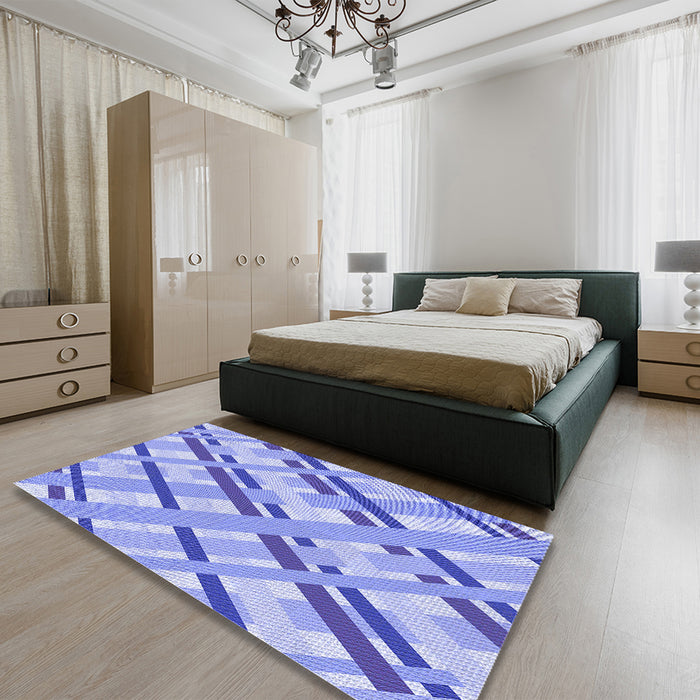 Patterned Pastel Blue Rug in a Bedroom, pat1035blu