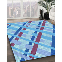 Patterned Royal Blue Rug, pat1035lblu