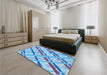 Patterned Royal Blue Rug in a Bedroom, pat1035lblu