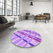 Round Patterned Pastel Purple Pink Rug in a Office, pat1035pur