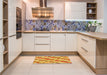 Patterned Bright Gold Yellow Rug in a Kitchen, pat1035yw