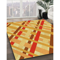 Patterned Bright Gold Yellow Rug, pat1035yw