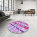 Round Patterned Blush Pink Novelty Rug in a Office, pat1035