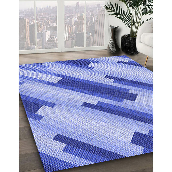 Machine Washable Transitional Jeans Blue Rug in a Family Room, wshpat1036blu