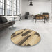 Round Patterned Brown Rug in a Office, pat1036brn