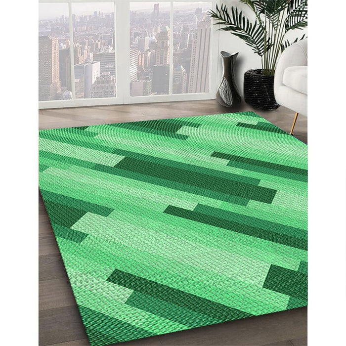 Patterned Lime Mint Green Rug in Family Room, pat1036grn