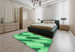 Patterned Lime Mint Green Rug in a Bedroom, pat1036grn