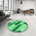 Round Patterned Lime Mint Green Rug in a Office, pat1036grn