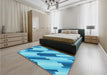 Patterned Neon Blue Rug in a Bedroom, pat1036lblu