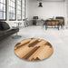 Round Patterned Yellow Orange Rug in a Office, pat1036org