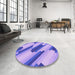 Round Patterned Mauve Purple Rug in a Office, pat1036pur