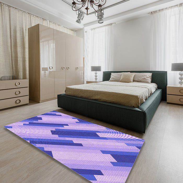 Round Machine Washable Transitional Mauve Purple Rug in a Office, wshpat1036pur