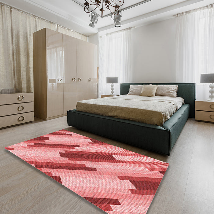 Round Machine Washable Transitional Pastel Pink Rug in a Office, wshpat1036rd