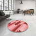 Round Patterned Pastel Pink Rug in a Office, pat1036rd