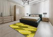 Patterned Yellow Rug in a Bedroom, pat1036yw