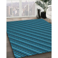 Patterned Deep Teal Green Rug, pat1037lblu