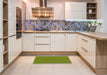 Patterned Pistachio Green Rug in a Kitchen, pat1038org