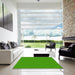 Square Patterned Lime Green Rug in a Living Room, pat1038yw