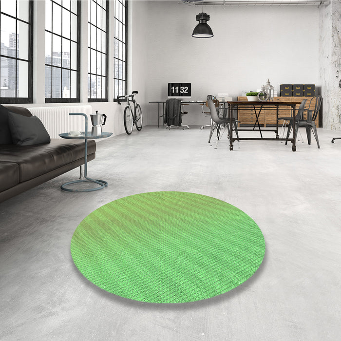 Round Patterned Emerald Green Rug in a Office, pat1039grn