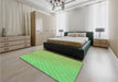 Patterned Emerald Green Rug in a Bedroom, pat1039grn