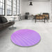 Round Patterned Violet Purple Rug in a Office, pat1039pur