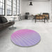 Round Machine Washable Transitional Mauve Purple Rug in a Office, wshpat1039